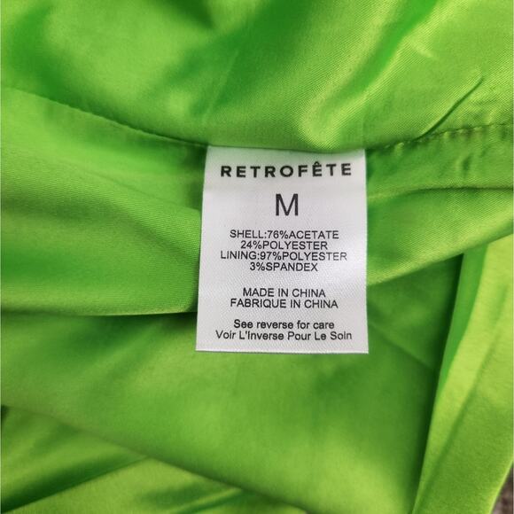 Retrofete Saige Double Breasted Blazer in Lime Punch Green Size Medium NWT Satin - Picture 11 of 12